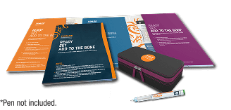 TYMLOS Welcome kit that includes a Getting Started Guide, treatment roadmap, and travel case
