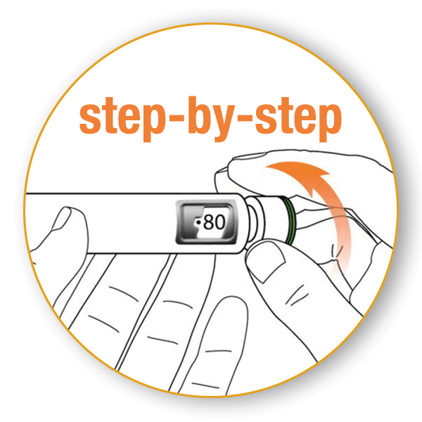 Turn the self-administered TYMLOS daily injection pen clockwise to activate